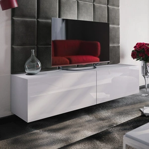 Szafka RTV Neve 188 cm biały połysk idealna szafka do salonu dla miłośników nowoczesnych aranżacji o eleganckim charakterze