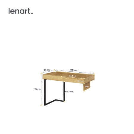 Biurko z szafką Teen Flex 239 cm hikora naturalna / silk flou funkcjonalne biurko młodzieżowe z możliwością narożnego montażu