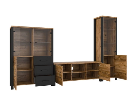 Meblościanka Olin appenzeller / czarny stylowe meble o ciekawym designie czarne uchwyty meblościanka do salonu