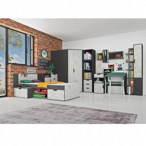 Zestaw mebli dziecięcych Nano 1 grafit / enigma idealna propozycja do pokoju młodzieżowego w modnym stylu