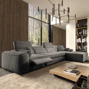 Narożnik z funkcją spania Viano XII Lux szary prawostronny designerski narożnik do salonu z komfortowym wysuwanym podnóżkiem