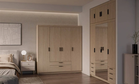 Szafa Rene 176 cm dąb olejowany stylowy design pojemna szafa do garderoby o klasycznej formie wyposażona w duże szuflady