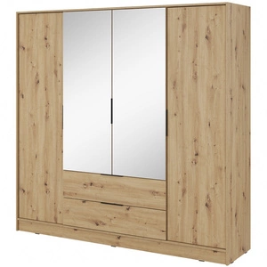 Szafa z lustrem Corse 200 cm dąb artisan nowoczesny design idealna szafa do sypialni lub przedpokoju pojemne szuflady