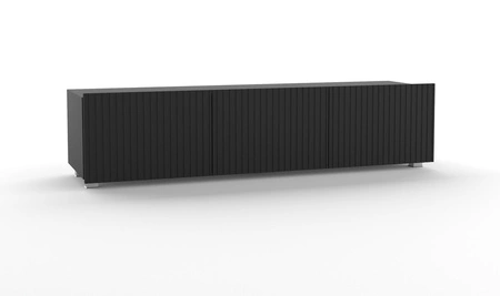 Szafka RTV Colder 150 cm czarna z możliwością podwieszenia stylowy ryflowany front elegancka forma mebla w nowoczesnym stylu