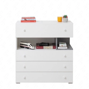 Komoda z szufladami Epsilon 85 cm biała / beton idealna do pokoju młodzieżowego funkcjonalna i pojemna