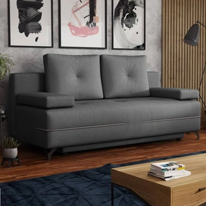 Kanapa z funkcją spania Austin szara nowoczesna tkanina pluszowa gwarantuje najwyższy komfort i funkcjonalność