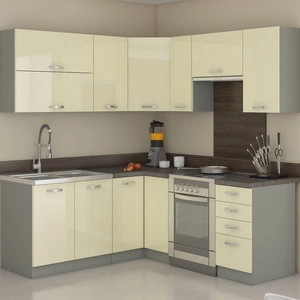 Zestaw mebli kuchennych narożny Karmen 170x190 cm fronty w połysku niepowtarzalny styl szafek dopasuje się do wnętrza każdej kuchni