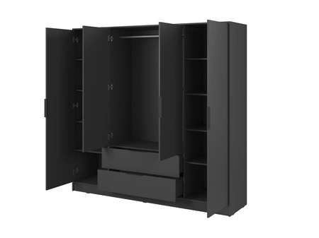 Szafa Corse 206 cm grafitowa nowoczesny design idealna szafa do sypialni lub garderoby pojemne szuflady