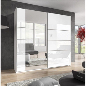 Szafa przesuwna Beta 200 cm biały połysk pojemna szafa świetnie sprawdzi się w pomieszczeniach o każdej wielkości