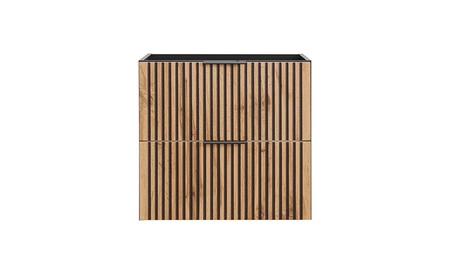 Szafka pod umywalkę Xilo 60 cm czarny / dąb wotan designerska szafka z szufladami w stylu nowoczesnym dekoracyjne pionowe ryflowanie