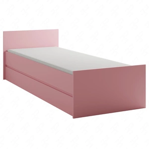 Łóżko Simple 90x200 cm pudrowy róż wygodne i komfortowe łóżko do pokoju dziewczęcego z wysokim zagłówkiem