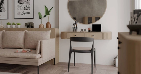 Konsola wisząca Ovalio 123 cm dąb cremona funkcjonalny i uniwersalny dodatek do salonu lub sypialni obły kształt stylowe frezowania