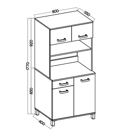 Kredens kuchenny Aigro 80 cm antracyt / beton smart idealny mebel kuchenny do aranżacji małego aneksu kuchennego bufet do kuchni