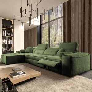 Narożnik z funkcją spania Viano XII Lux zielony lewostronny designerski narożnik do salonu z komfortowym wysuwanym podnóżkiem