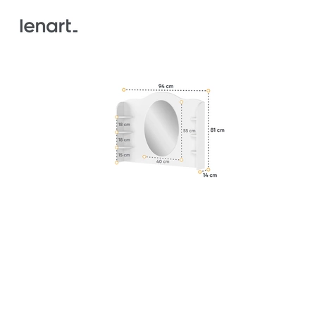 Nadstawka do biurka Story 110 cm biała toaletka z półkami funkcjonalny dodatek do uporządkowania dziewczęcych drobiazgów