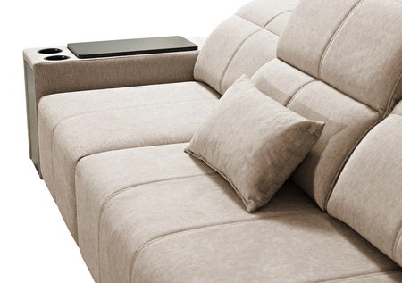 Narożnik z funkcją spania Tesalia XII zielony prawostronny nowoczesny design komfortowe przesuwane oparcie szuflada w boczku mebla