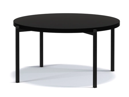 Stolik kawowy okrągły 84 cm Sampi czarny ponadczasowy i lekki design solidna metalowa podstawa idealny stolik do każdej aranżacji