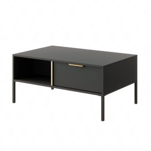 Stolik kawowy Golden antracytowy z szufladami nowoczesny design blat odporny na rozlane ciecze idealny do wnętrz w stylu glamour