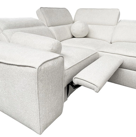 Narożnik z funkcją spania Viano IV Lux szary popiel prawostronny designerski narożnik z wysuwanym podnóżkiem duży pojemnik na pościel