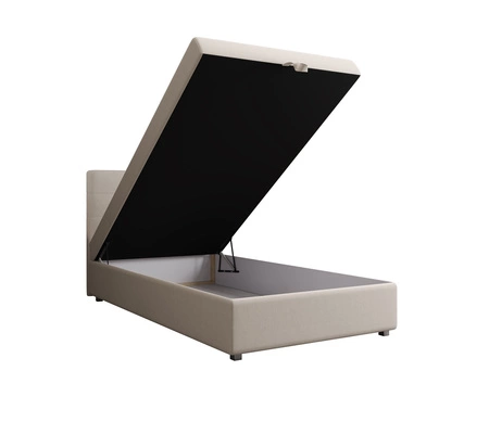 Łóżko kontynentalne Flint 90x200 beżowe w nowoczesnym skandynawskim stylu z tapicerowanym zagłówkiem łóżko z pojemnikiem