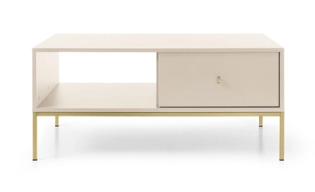 Stolik kawowy Mono beżowy z szufladami minimalistyczny design blat odporny na rozlane ciecze