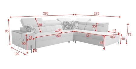 Narożnik z funkcją spania Belvi III brązowy prawostronny komfortowy i elegancki narożnik do salonu z praktycznym schowkiem w boczku