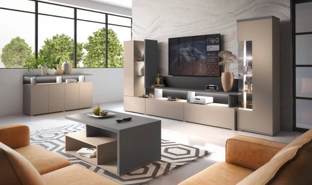 Komoda Serio 153 cm ciemny beżowy / antracyt nowoczesny design idealna komoda do salonu sypialni lub biura prosta forma