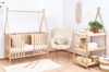 Łóżeczko niemowlęce Tipi 120x60 cm bukowe łóżeczko z ramką do pokoju niemowlęcego wykonane z litego drewna bukowego