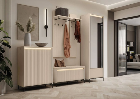 Szafa Trend 65 cm beżowa stylowy design szafy do przedpokoju o niewielkich gabarytach subtelne oświetlenie LED