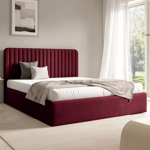 Łóżko tapicerowane Faro 180x200 bordowe wygodne łóżko do sypialni designerskie wezgłowie o subtelnie zaokrąglonym kształcie