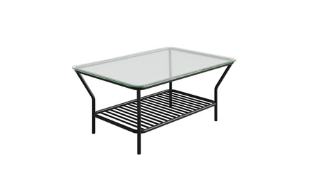 Stolik ogrodowy Teneryfa 62x92 cm czarny designerski stolik z dodatkową półką oryginalna konstrukcja ornamentowe szkło hartowane