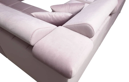 Narożnik z funkcją spania Nausa VII czarny prawostronny elegancki narożnik do salonu wykonany z miękkiej tkaniny typu velvet