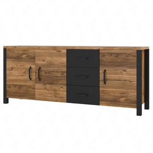 Komoda z szufladami Olin 192 cm appenzeller / czarny stylowy design komody w stylu industrialnym czarne uchwyty