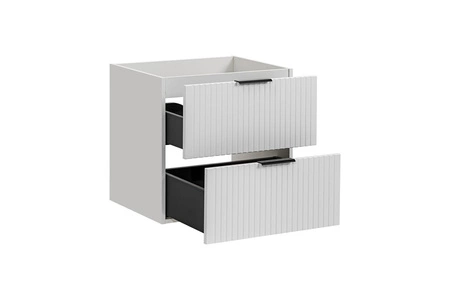 Zestaw mebli łazienkowych Adeel biały nowoczesne meble do łazienki z ryflowanymi frontami wysoka odporność na działanie wilgoci