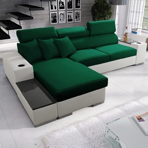 Narożnik z funkcją spania Provo butelkowa zieleń / biały lewostronny narożnik z pojemnikiem na pościel i funkcjonalną dostawką