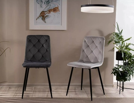 Krzesło tapicerowane Jerry szare nowoczesne oraz funkcjonalne krzesło do jadalni z metalowymi nogami