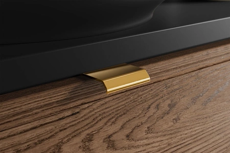 Zestaw mebli łazienkowych Talia czarny / dąb casella eleganckie szafki w stylu klasycznym subtelne frezowane ramki na frontach