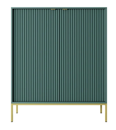 Zestaw mebli Lovro pastelowy zielony nowoczesny design meblościanka wzbogacona złotymi metalowymi dodatkami meble do salonu