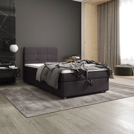 Łóżko kontynentalne Fresno 90x200 grafitowe w nowoczesnym skandynawskim stylu z tapicerowanym zagłówkiem łóżko z pojemnikiem