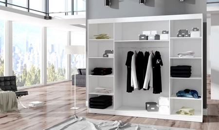 Szafa przesuwna Antos 250 cm dąb sonoma czekolada funkcjonalna szafa o uniwersalnym designie doskonała propozycja do przedpokoju