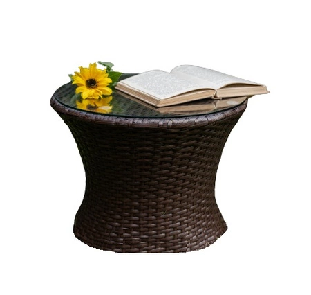 Stolik ogrodowy Modico brązowy nowoczesne wzornictwo stylowy design technorattanowy stolik o niewielkich wymiarach idealny na balkon