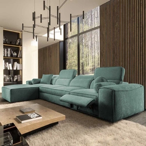 Narożnik z funkcją spania Viano XII Lux patynowy lewostronny designerski narożnik do salonu z komfortowym wysuwanym podnóżkiem