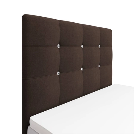 Łóżko kontynentalne Kingston 90x200 brązowe w nowoczesnym skandynawskim stylu z tapicerowanym zagłówkiem z kryształkami łóżko z pojemnikiem
