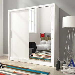 Szafa przesuwna Milos 200 cm biała nowoczesna szafa idealna do garderoby sypialni lub przedpokoju