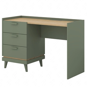 Biurko z szufladami Scandia 120 cm zielone / dąb olejowany stylowe oraz funkcjonalne do gabinetu biura lub pokoju młodzieżowego