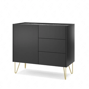 Komoda z szufladami Madison 97 cm czarny grafit / marmur black royal modernistyczny design dekoracyjny blat w marmurowym dekorze