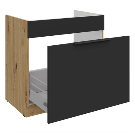 Szafka kuchenna pod zlewozmywak z szufladą Alatri Ar 80 ZL 1S BB fronty szafki kuchennej wykończone w technologii anti fingerprint