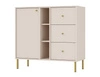 Komoda z szufladami Kioto II 100 cm beżowa nowoczesny design praktyczne półki złote uchwyty stabilna metalowa podstawa