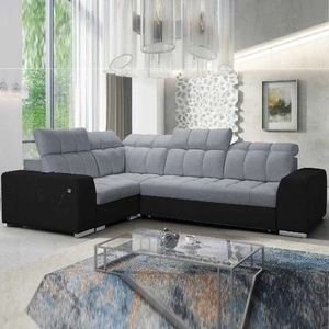 Narożnik z funkcją spania Luigi II szary / czarny lewostronny komfort podczas codziennego wypoczynku narożnik z pojemnikiem na pościel