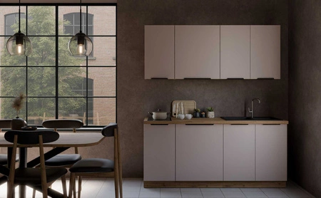 Zestaw mebli kuchennych Soela 180 cm eleganckie szafki kuchenne o subtelnej i naturalnej kolorystyce idealny zestaw do małej kuchni